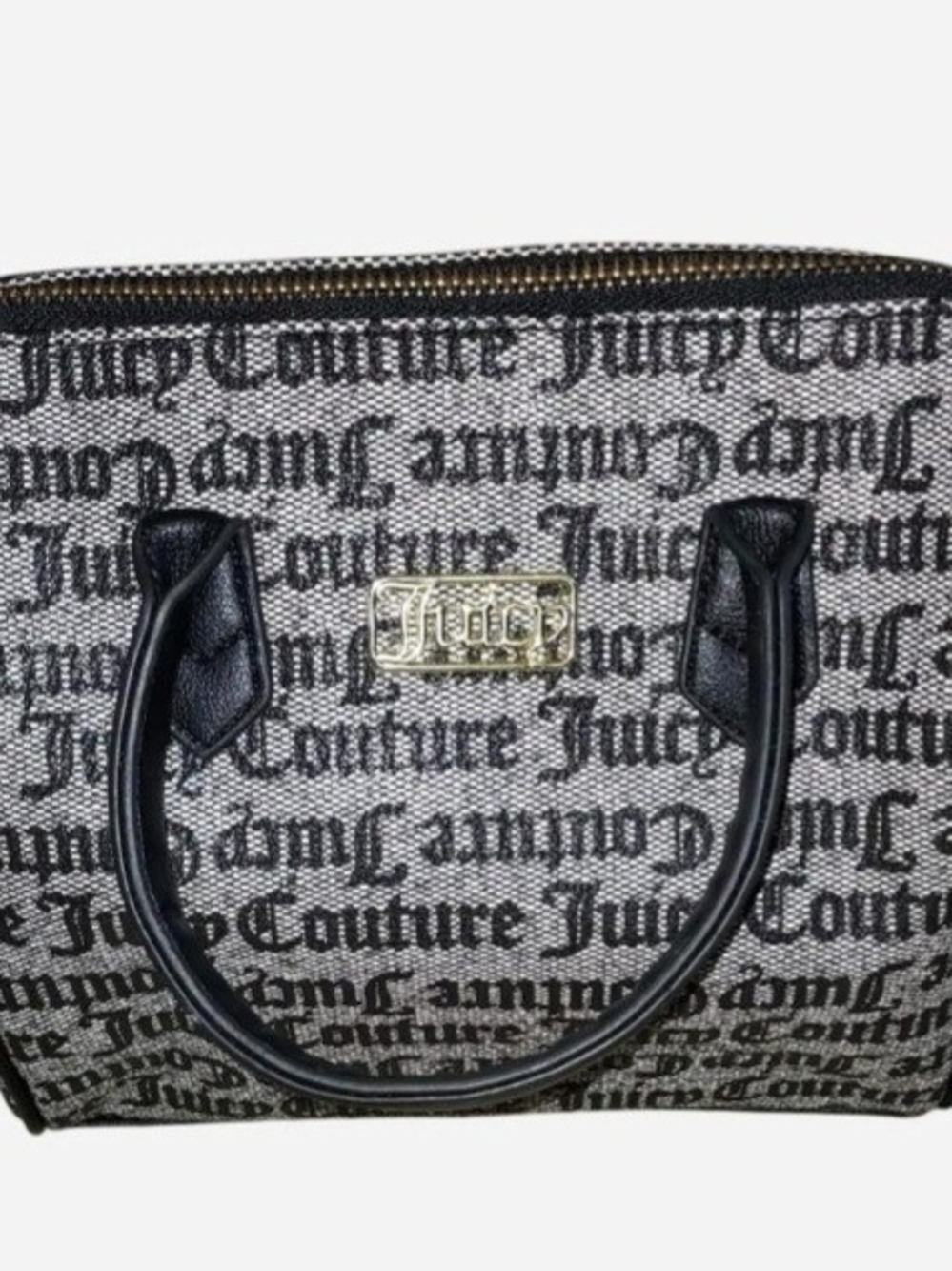 Juicy Couture Black & Gray Monogram Satchel/Crossbody Bag